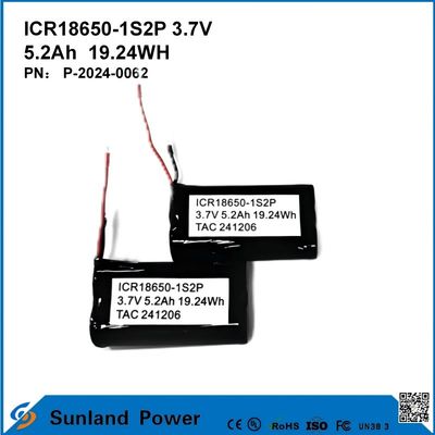 ICR18650-1S2P 3.7V 5.2AH 19.24WH oplaadbare batterij