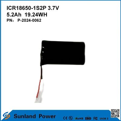 ICR18650-1S2P 3.7V 5.2AH 19.24WH oplaadbare batterij