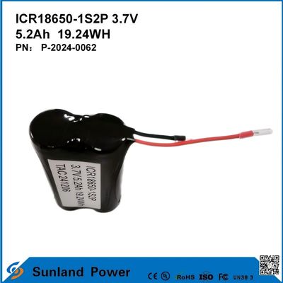 ICR18650-1S2P 3.7V 5.2AH 19.24WH oplaadbare batterij