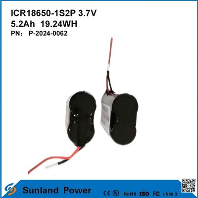 ICR18650-1S2P 3.7V 5.2AH 19.24WH oplaadbare batterij
