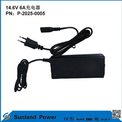 14.6V 6A-oplader, compatibel met 12,8V/14,4V Lithium Iron Phosphate (LiFePO4) batterijoplader, speciaal ontworpen voor elektrisch gereedschap/elektrisch efficiënt oplader, compatibel met meerdere apparaten
