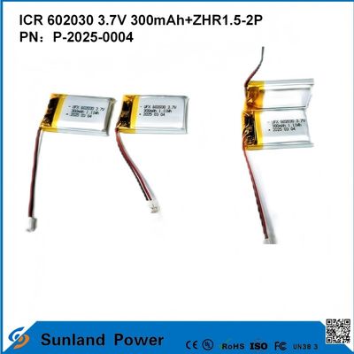 602030 3.7V 300mAh+ZHR1.5-2P Batterij Van Ultra-dun Design Flexible Compatibiliteit Voor Verschillende Kleine Slimme Apparaten Bluetooth-Oortelefoons Draagbare Apparaten En Draagbare Medische Apparatuur