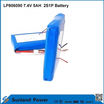 7.4V 5AH LP806090 2S1P polymerieke lithium-ionbatterijen met I2C-functie met brandstofmeter