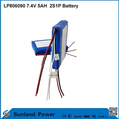 7.4V 5AH LP806090 2S1P polymerieke lithium-ionbatterijen met I2C-functie met brandstofmeter