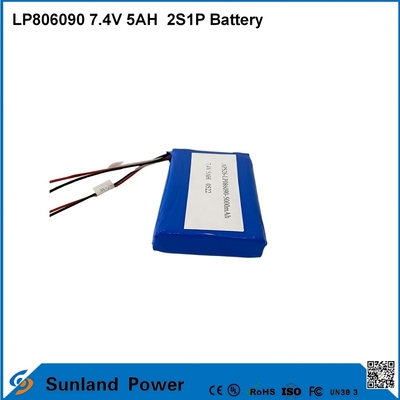 7.4V 5AH LP806090 2S1P polymerieke lithium-ionbatterijen met I2C-functie met brandstofmeter