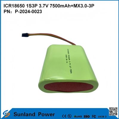 CR18650 1S3P 3.7V 7500mAh+MX3.0-3P-UL2054 BATTERIJ