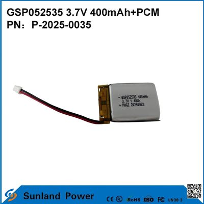 GSP052535 3.7V 400mAh+PCM Batterij Gebruikt In Compacte Tweewegradio's, Spraakrecorders, Mini GPS Trackers, Slimme Stylussen En Vergelijkbare Apparaten