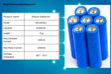 3.6V de Batterij van aa ER14505 14500 LiSOCl2 met hoge Capaciteit voor Ampèremeter, Gasmeter