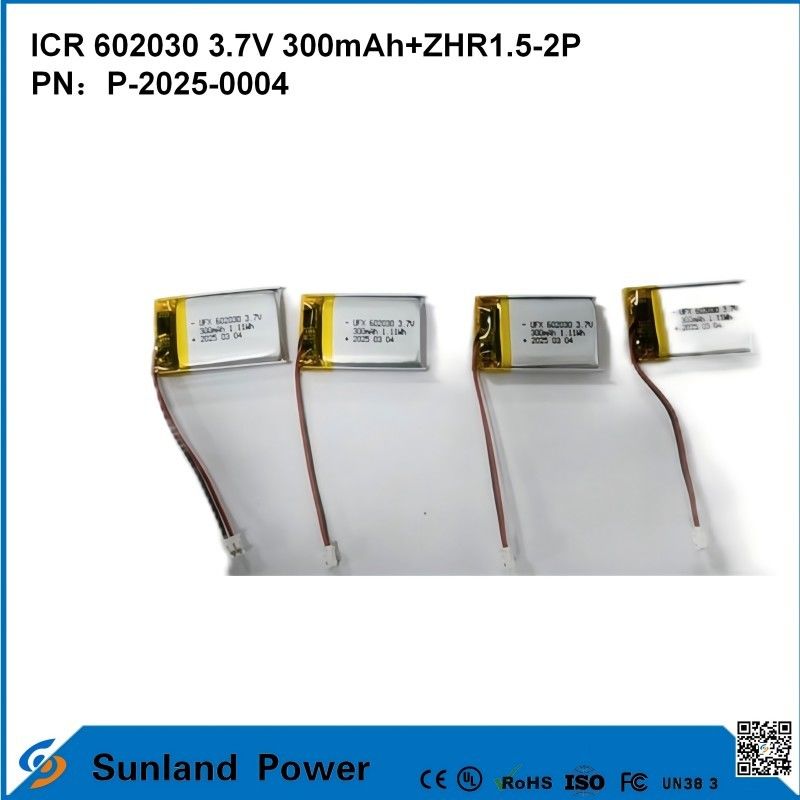 602030 3.7V 300mAh+ZHR1.5-2P Batterij Van Ultra-dun Design Flexible Compatibiliteit Voor Verschillende Kleine Slimme Apparaten Bluetooth-Oortelefoons Draagbare Apparaten En Draagbare Medische Apparatuur