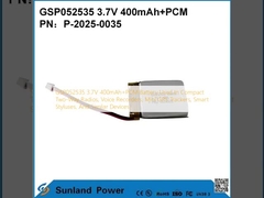 GSP052535 3.7V 400mAh+PCM Batterij Gebruikt In Compacte Tweewegradio's, Spraakrecorders, Mini GPS Trackers, Slimme Stylussen En Vergelijkbare Apparaten