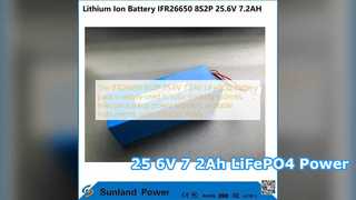 IFR26650 8S2P 25,6 V 7,2 Ah LiFePO4-batterijvermogen